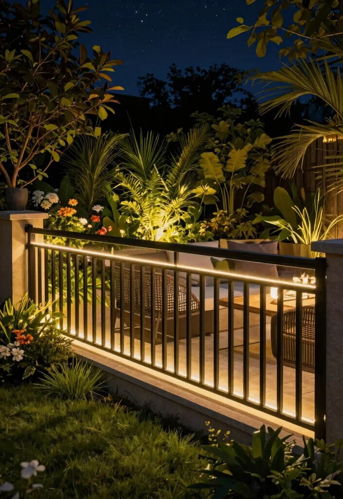 18 Modern Metal Fence Ideas: Sleek, Durable Style 15 18 Modern Metal Fence Ideas: Sleek, Durable Style - 15. Smart Solutions: Integrated Lighting Fences 1