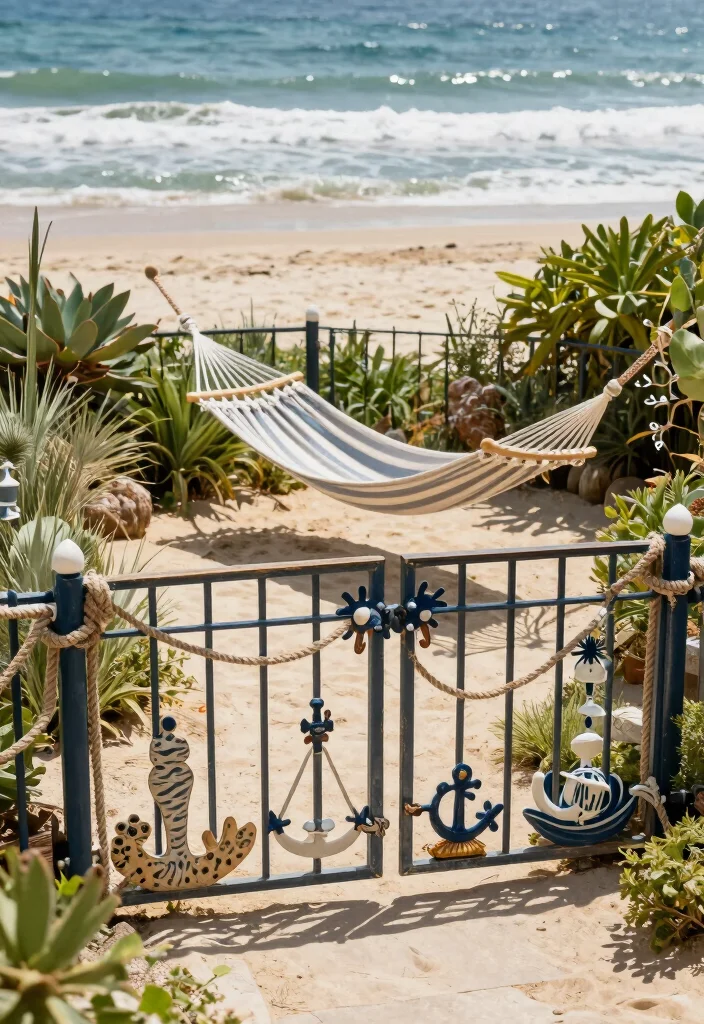 18 Modern Metal Fence Ideas: Sleek, Durable Style 16 18 Modern Metal Fence Ideas: Sleek, Durable Style - 16. Coastal Vibes: Metal Fences with Nautical Elements 1