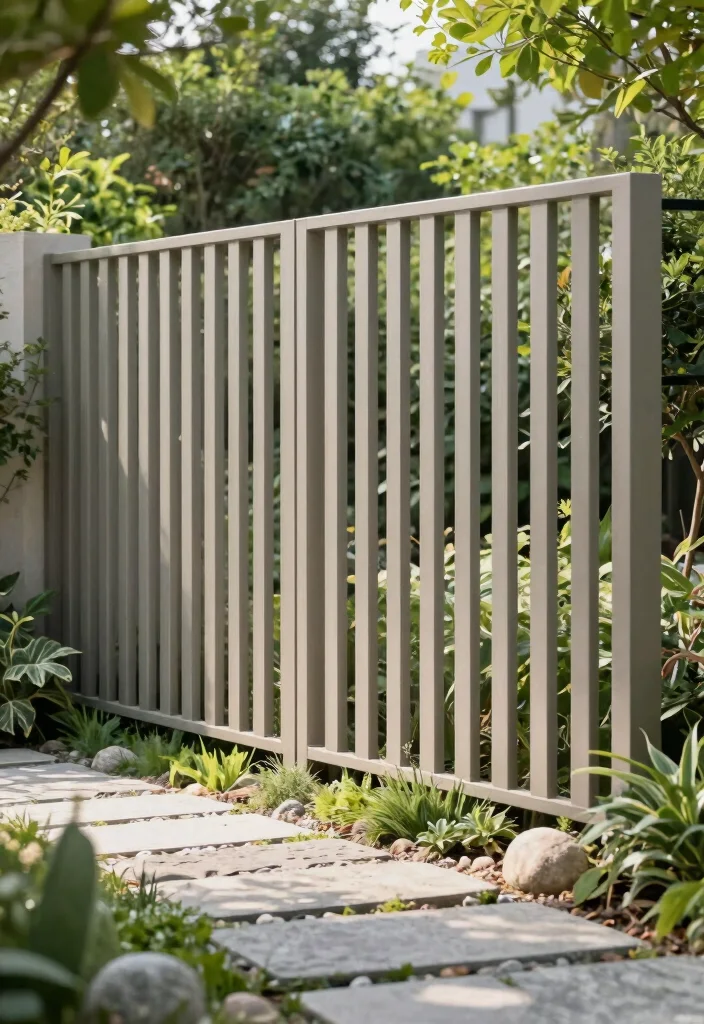 18 Modern Metal Fence Ideas: Sleek, Durable Style 2 18 Modern Metal Fence Ideas: Sleek, Durable Style - 2. Minimalist Delight: Sleek Vertical Slats 1