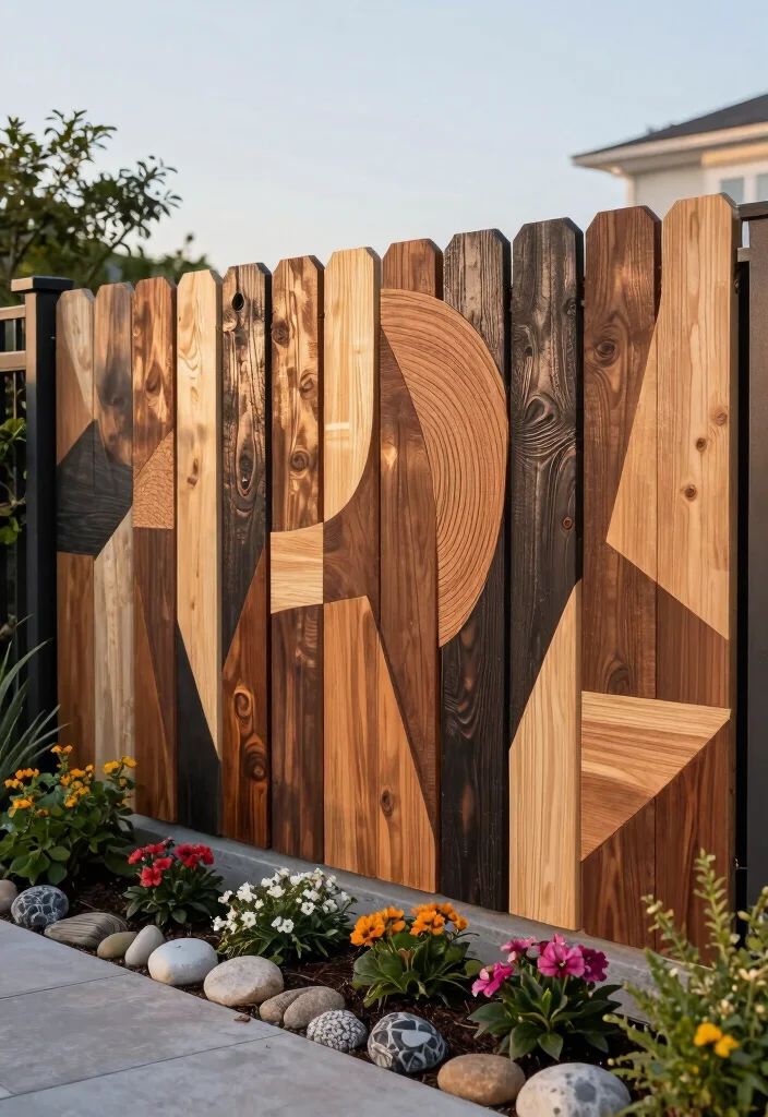 18 Modern Wood Fence Ideas: Clean Contemporary Lines 10 18 Modern Wood Fence Ideas: Clean Contemporary Lines - 10. Artistic Patterned Fencing 1