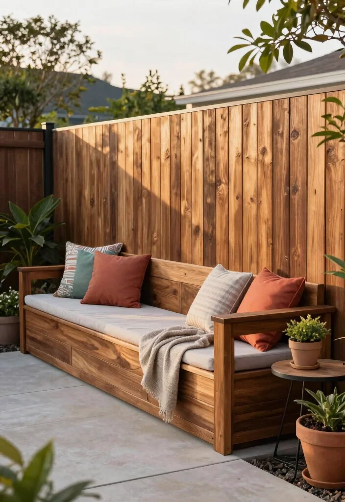 18 Modern Wood Fence Ideas: Clean Contemporary Lines 11 18 Modern Wood Fence Ideas: Clean Contemporary Lines - 11. Built-In Seating with Fencing 1