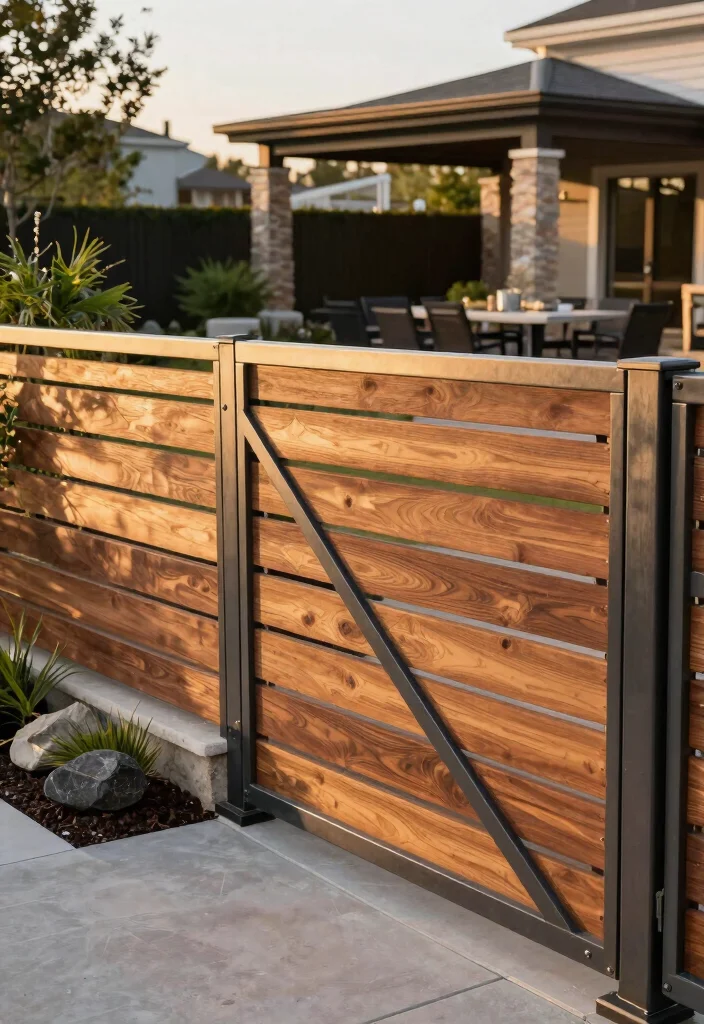 18 Modern Wood Fence Ideas: Clean Contemporary Lines 3 18 Modern Wood Fence Ideas: Clean Contemporary Lines - 3. Rustic Meets Modern: A Wood and Metal Combination 1