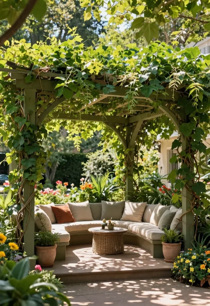 18 Patio Roof Extension Ideas: Shade Smart Upgrades - 11. Shade Structures with Climbing Plants 1