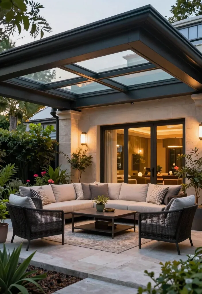 18 Patio Roof Extension Ideas: Shade Smart Upgrades - 12. Solid Roof with Skylights 1
