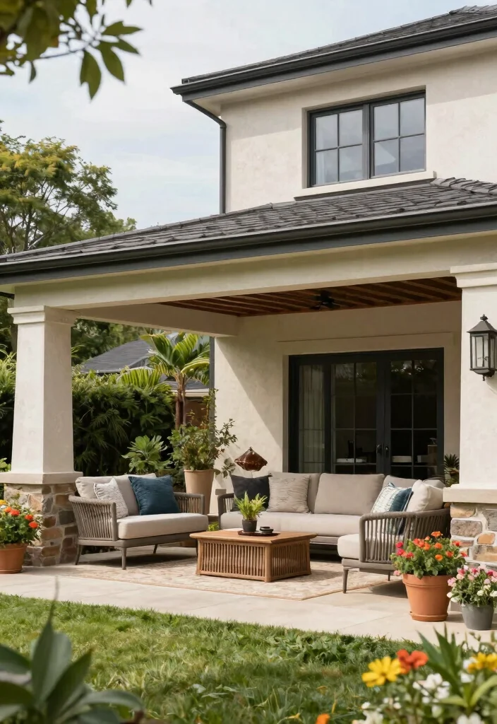 18 Patio Roof Extension Ideas: Shade Smart Upgrades - 15. Overhang Extension 1