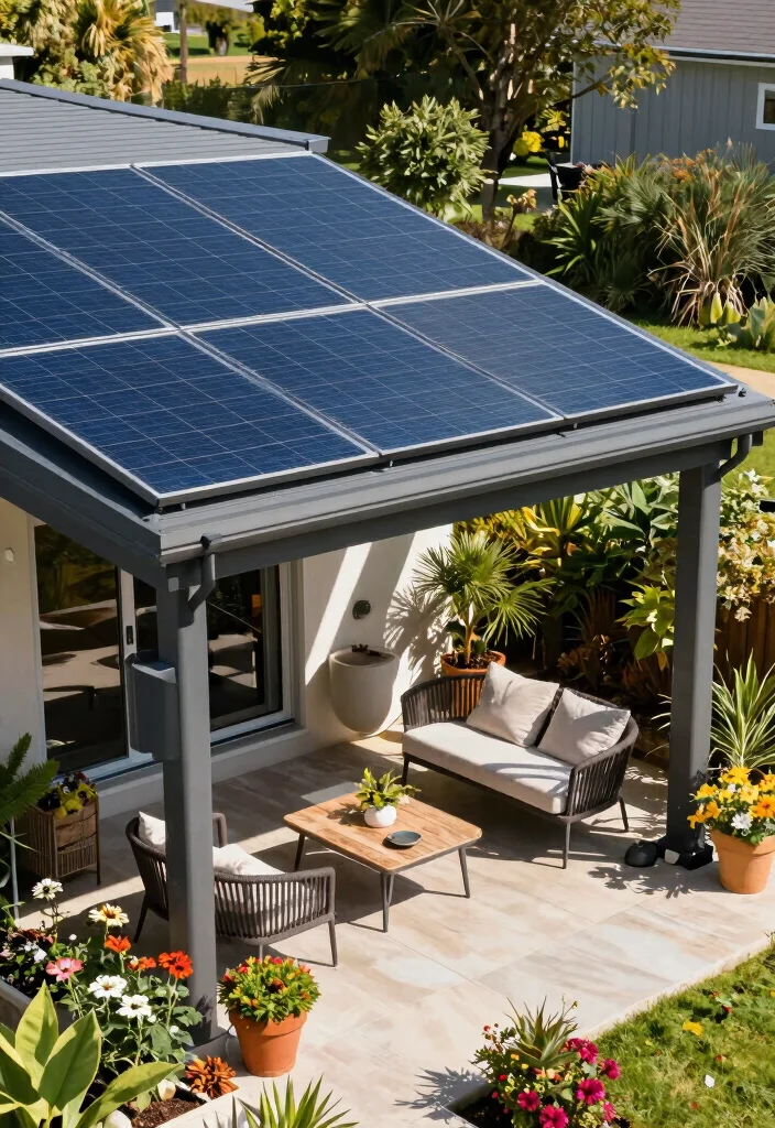 18 Patio Roof Extension Ideas: Shade Smart Upgrades - 3. Solar Panel Roof 1