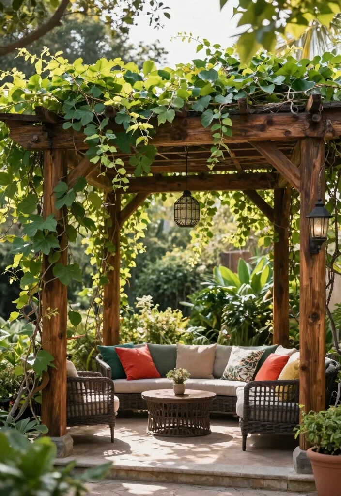 18 Patio Roof Extension Ideas: Shade Smart Upgrades - 5. Pergola with Climbing Vines 1