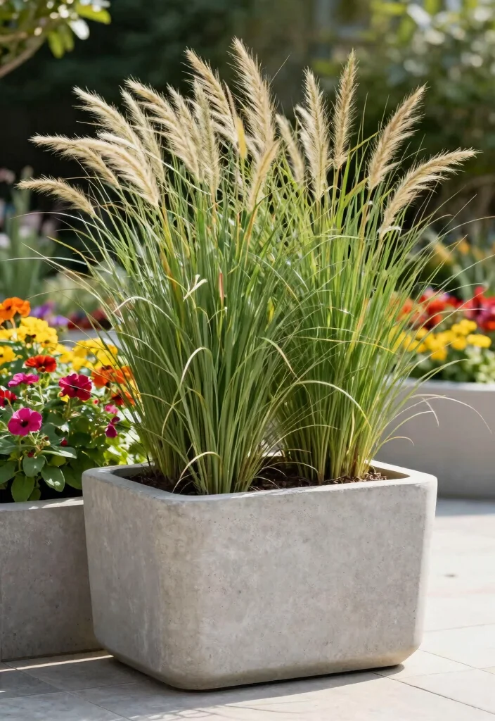 18 Perennial Planter Ideas for Long Lasting Blooms 16 18 Perennial Planter Ideas for Long Lasting Blooms - 16. Bold Ornamental Grasses for Movement 1