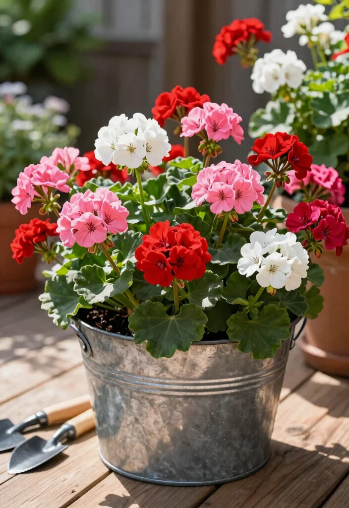 18 Perennial Planter Ideas for Long Lasting Blooms 6 18 Perennial Planter Ideas for Long Lasting Blooms - 6. Vibrant Geraniums for a Splash of Color 1