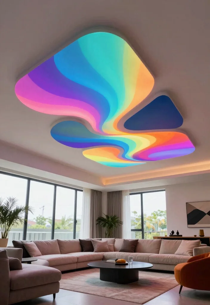 18 Profile LED Light in Ceiling Ideas for Modern Seamless Lighting - 18. Custom LED Ceiling Art 1