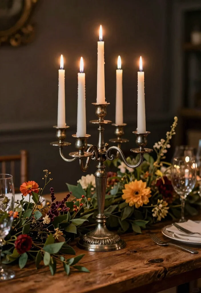 10 Big Candle Holder Ideas That Anchor Large Mantels and Tables - 7. Vintage Inspired Candelabra 1