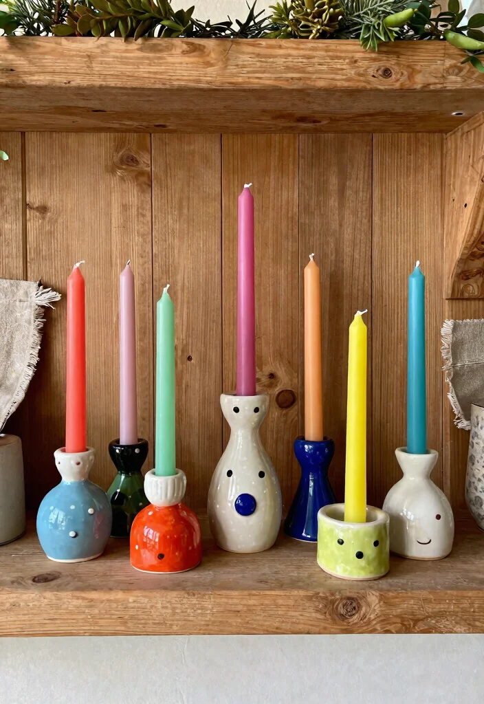 10 Big Candle Holder Ideas That Anchor Large Mantels and Tables - 8. Whimsical Ceramic Candle Holders 1