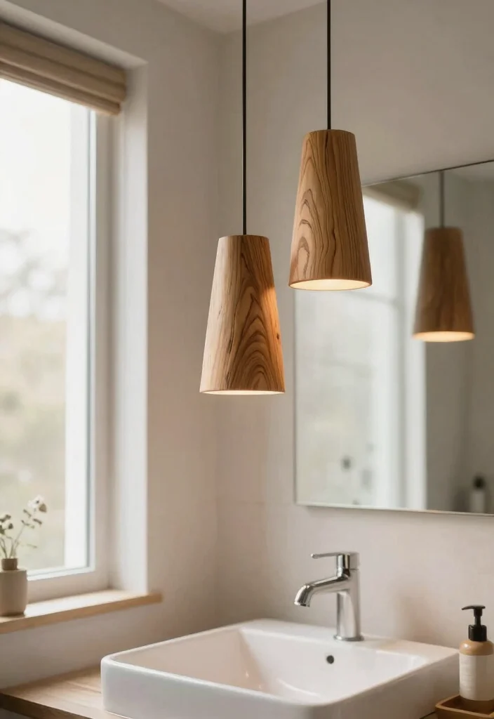 12 Bathroom Pendant Lights That Handle Moisture Without Rusting - 12. Beautifully Crafted Wood Lights 1