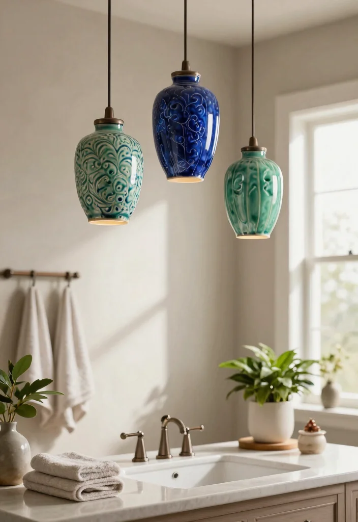 12 Bathroom Pendant Lights That Handle Moisture Without Rusting - 3. Colorful Ceramic Wonders 1