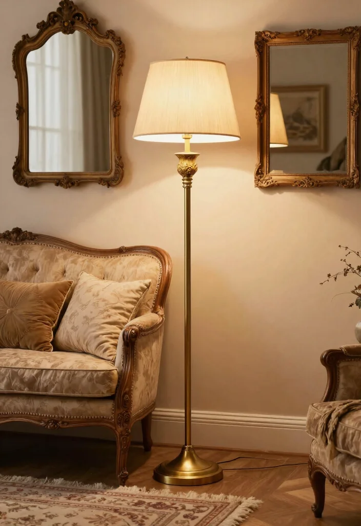 12 Brass Floor Lamp Ideas That Add Warmth Without Rewiring - 11. Vintage-Inspired Brass Floor Lamp 1