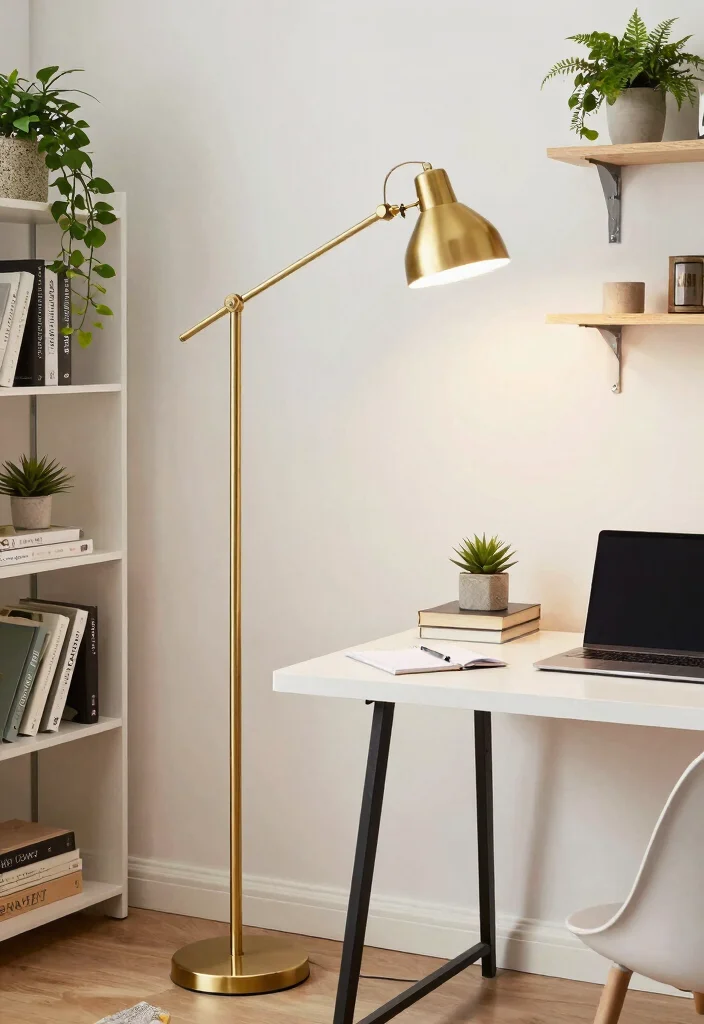12 Brass Floor Lamp Ideas That Add Warmth Without Rewiring - 12. Functional Brass Floor Lamp 1