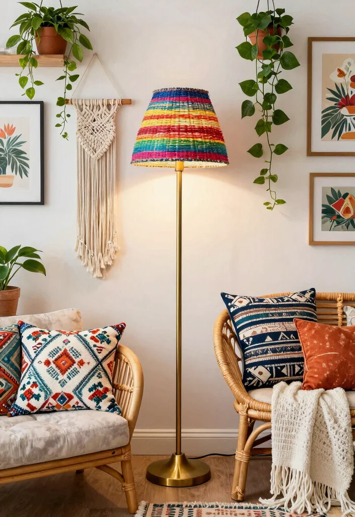 12 Brass Floor Lamp Ideas That Add Warmth Without Rewiring - 3. Bohemian-Style Brass Floor Lamp 1