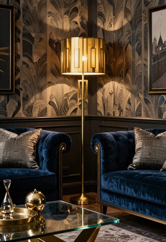 12 Brass Floor Lamp Ideas That Add Warmth Without Rewiring - 6. Art Deco-Inspired Brass Floor Lamp 1