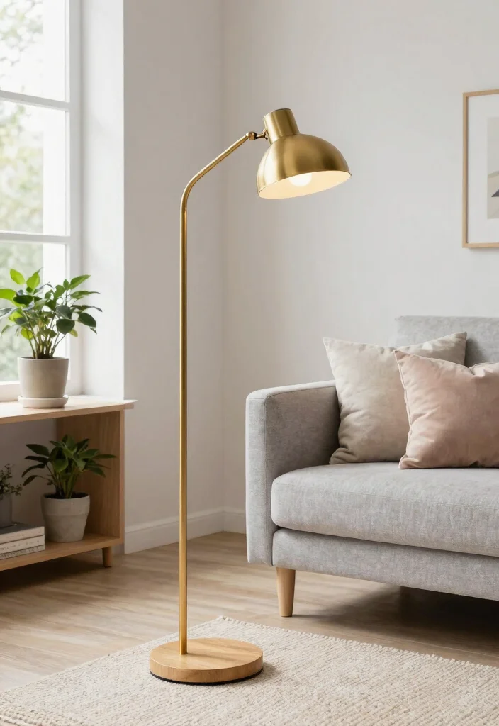 12 Brass Floor Lamp Ideas That Add Warmth Without Rewiring - 7. Scandinavian-Inspired Brass Floor Lamp 1