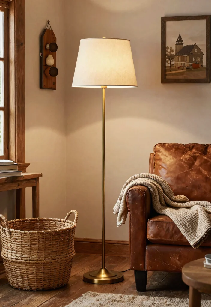 12 Brass Floor Lamp Ideas That Add Warmth Without Rewiring - 8. Rustic Farmhouse Brass Floor Lamp 1