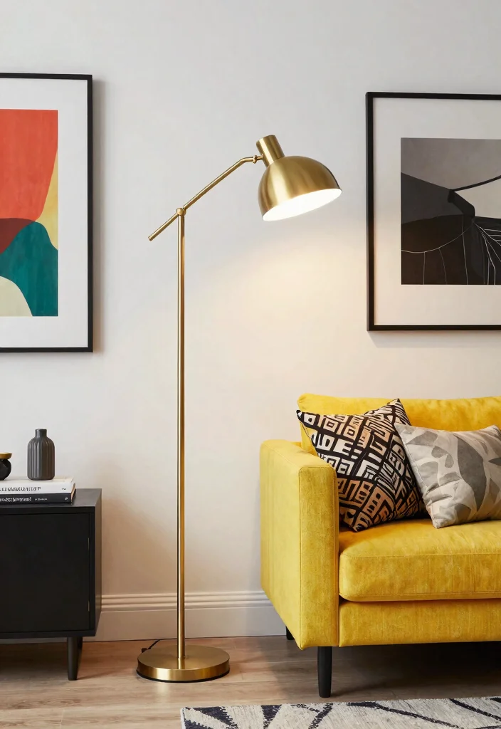 12 Brass Floor Lamp Ideas That Add Warmth Without Rewiring - 9. Contemporary Brass Floor Lamp 1