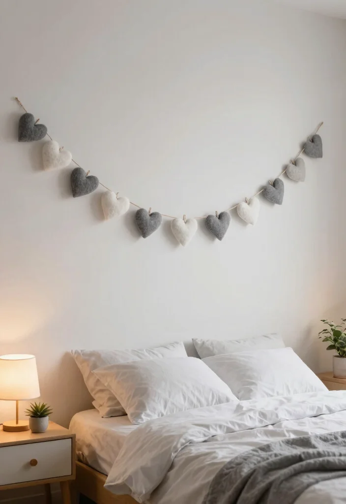 12 Heart Wall Decor Ideas That Don't Look Childish - 5. Heart Garland Wall Hanging 1