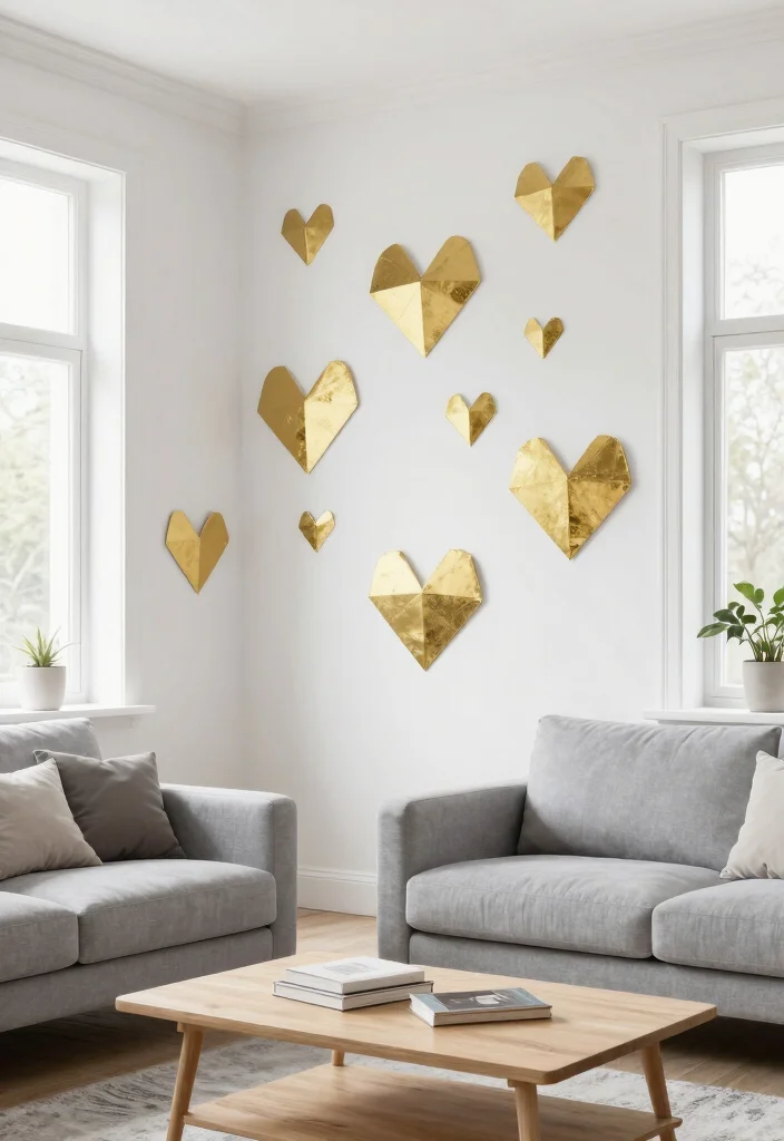 12 Heart Wall Decor Ideas That Don't Look Childish - 6. Geometric Heart Wall Decals 1