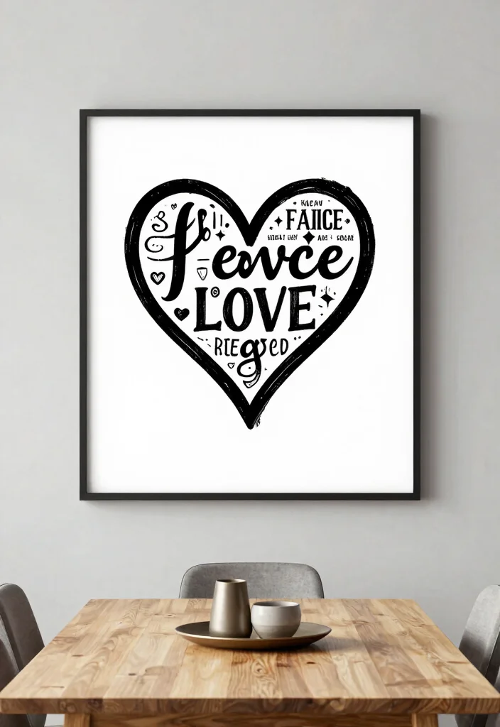 12 Heart Wall Decor Ideas That Don't Look Childish - 8. Customized Heart Typography Art 1