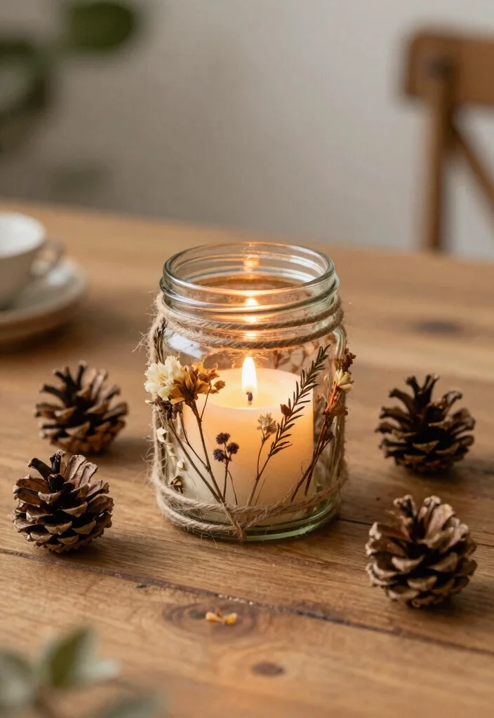 12 Jar Candle Holder Ideas You Can Make Without Spending $20 - 1. Twine-Wrapped Candle Holder 1