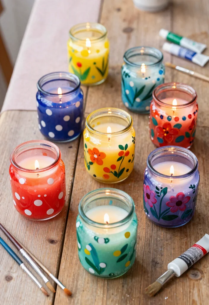 12 Jar Candle Holder Ideas You Can Make Without Spending $20 - 3. Painted Glass Candle Holders 1