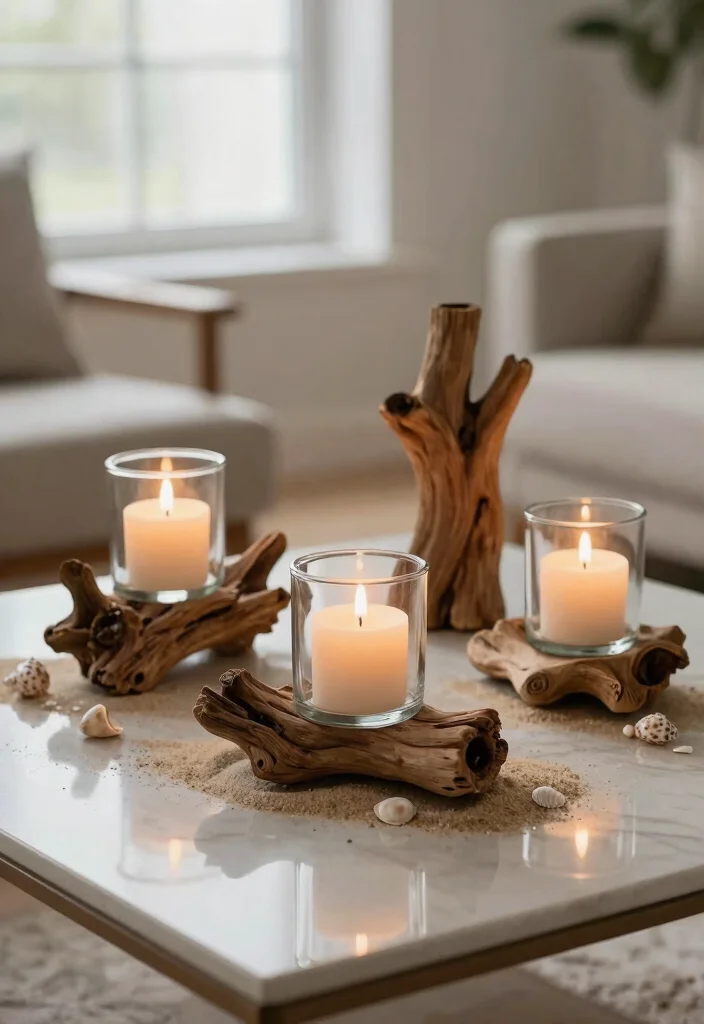 12 Jar Candle Holder Ideas You Can Make Without Spending $20 - 4. Driftwood Candle Holders 1