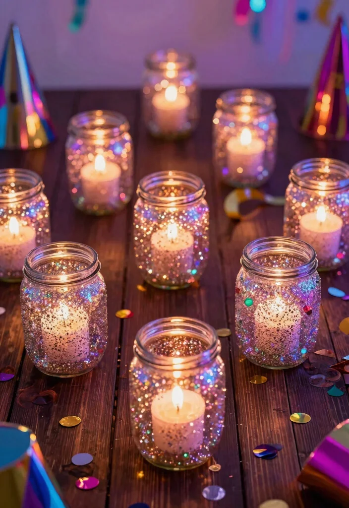 12 Jar Candle Holder Ideas You Can Make Without Spending $20 - 7. Glitter Jar Candle Holders 1