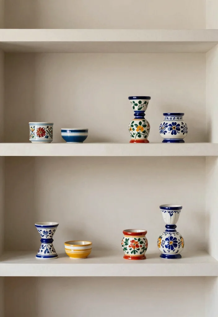 12 Mexican Candle Holder Ideas That Add Color and Warmth - 12. Minimalist Twist on Colorful Design 1