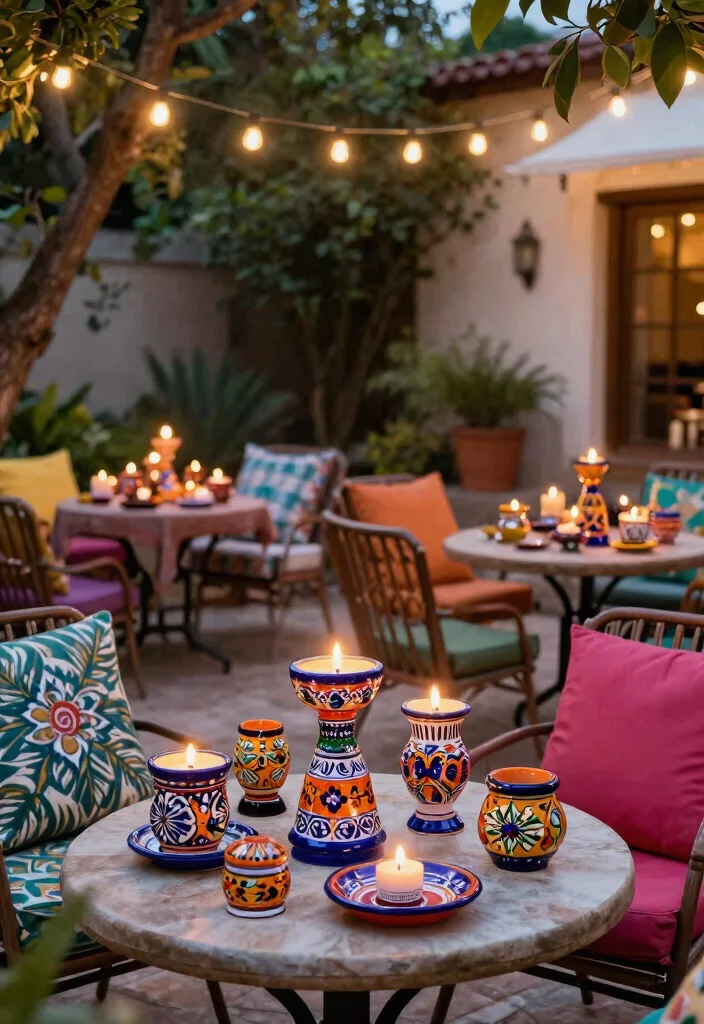 12 Mexican Candle Holder Ideas That Add Color and Warmth - 3. Outdoor Fiesta Vibes 1