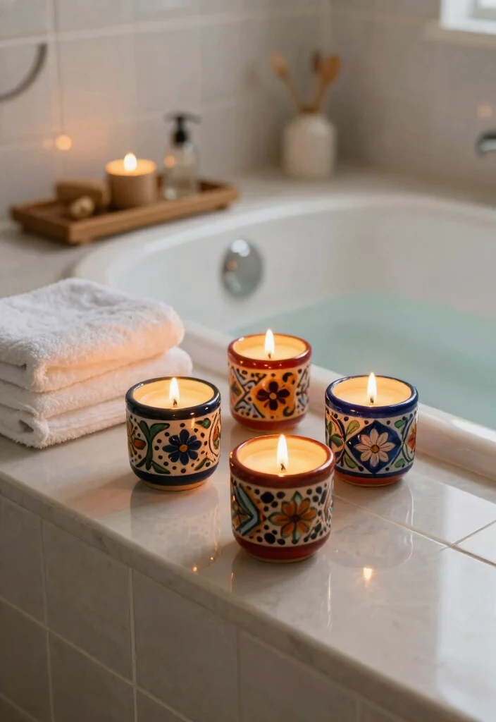 12 Mexican Candle Holder Ideas That Add Color and Warmth - 4. Bathroom Bliss 1
