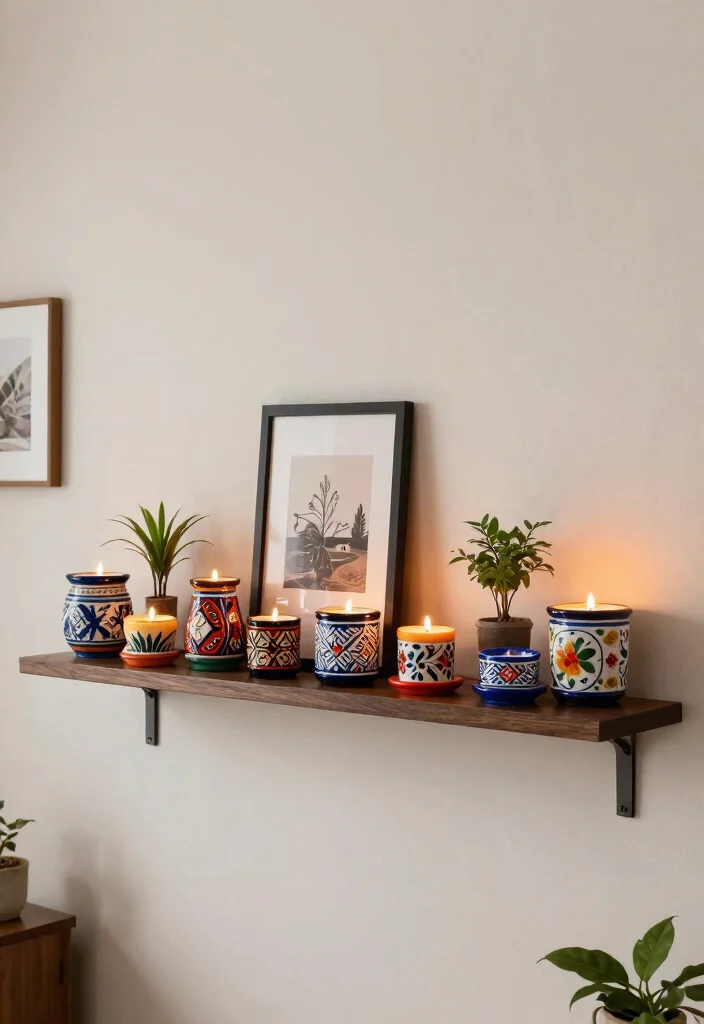 12 Mexican Candle Holder Ideas That Add Color and Warmth - 6. Artistic Wall Displays 1