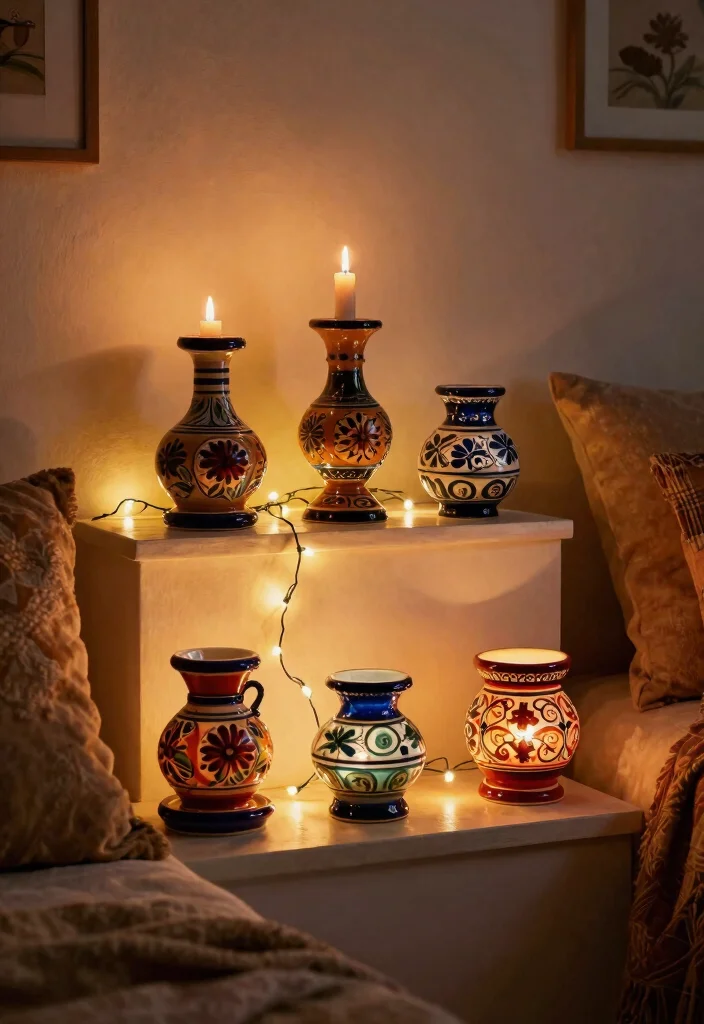 12 Mexican Candle Holder Ideas That Add Color and Warmth - 8. Layered Lighting 1