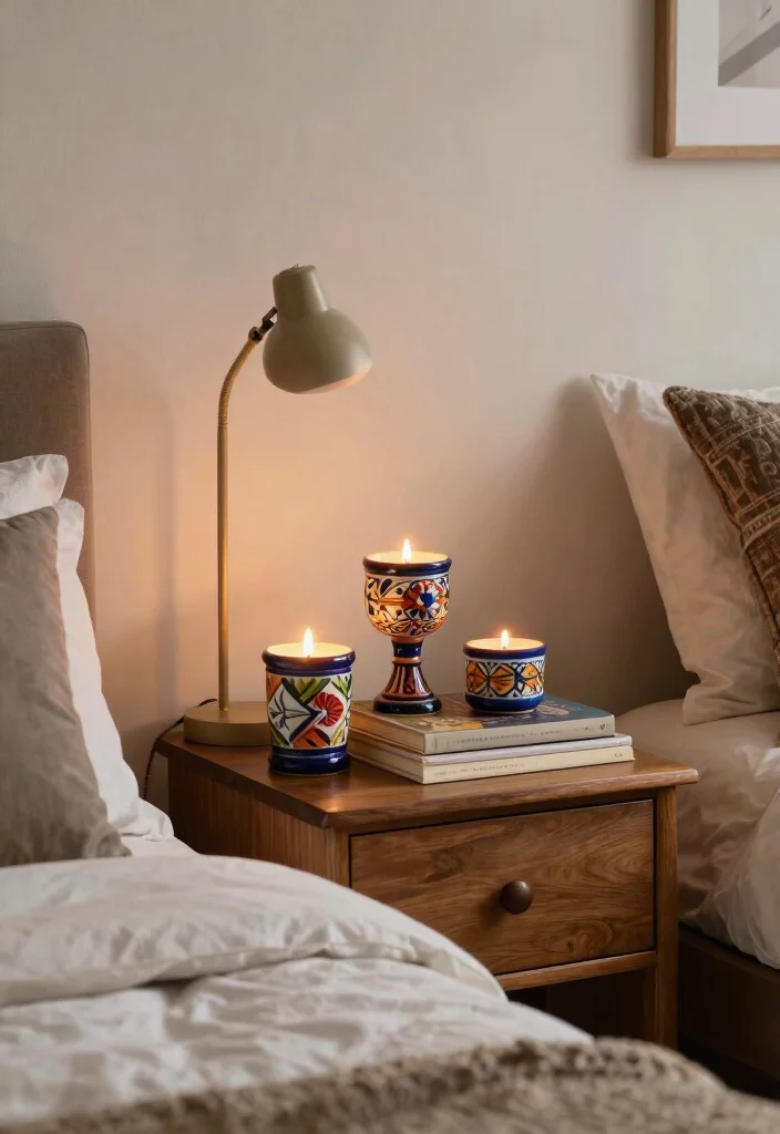 12 Mexican Candle Holder Ideas That Add Color and Warmth - 9. Colorful Nightstand Companions 1