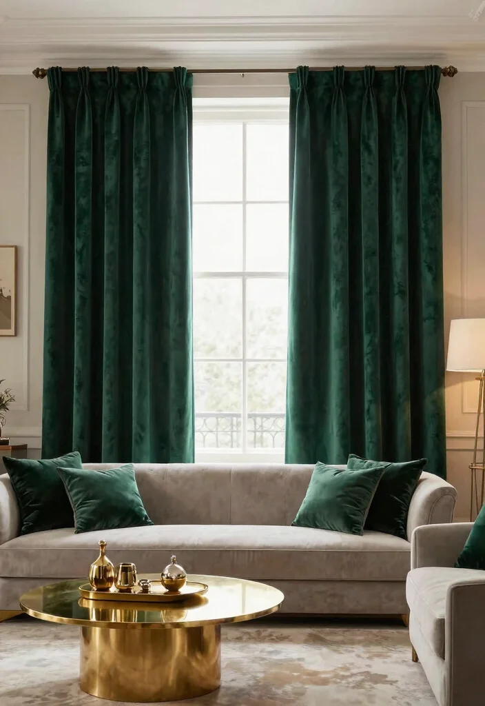12 Pattern Curtains Living Room Ideas That Add Color Without Clutter - 11. Luxurious Velvet 1