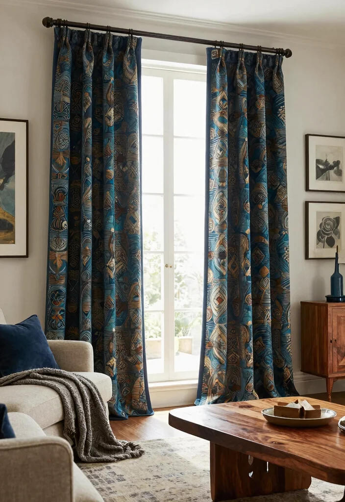 12 Pattern Curtains Living Room Ideas That Add Color Without Clutter - 5. Textured Tapestries 1