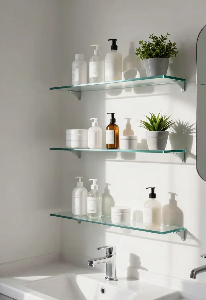 12 Small Wall Shelf Ideas for Tight Spaces and Rental Walls - 11. Glass Shelves for an Open Feel 1