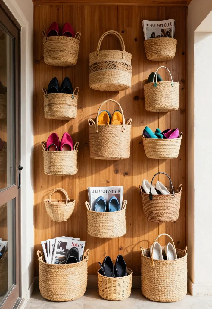12 Small Wall Shelf Ideas for Tight Spaces and Rental Walls - 5. Wall-Mounted Baskets for Functional Decor 1