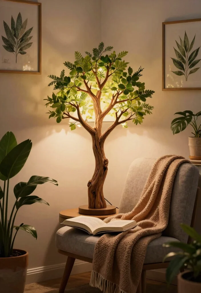 12 Table Lamp Lighting Ideas That Brighten Reading Nooks - 10. Outdoor Inspiration: Bringing Nature Inside 1