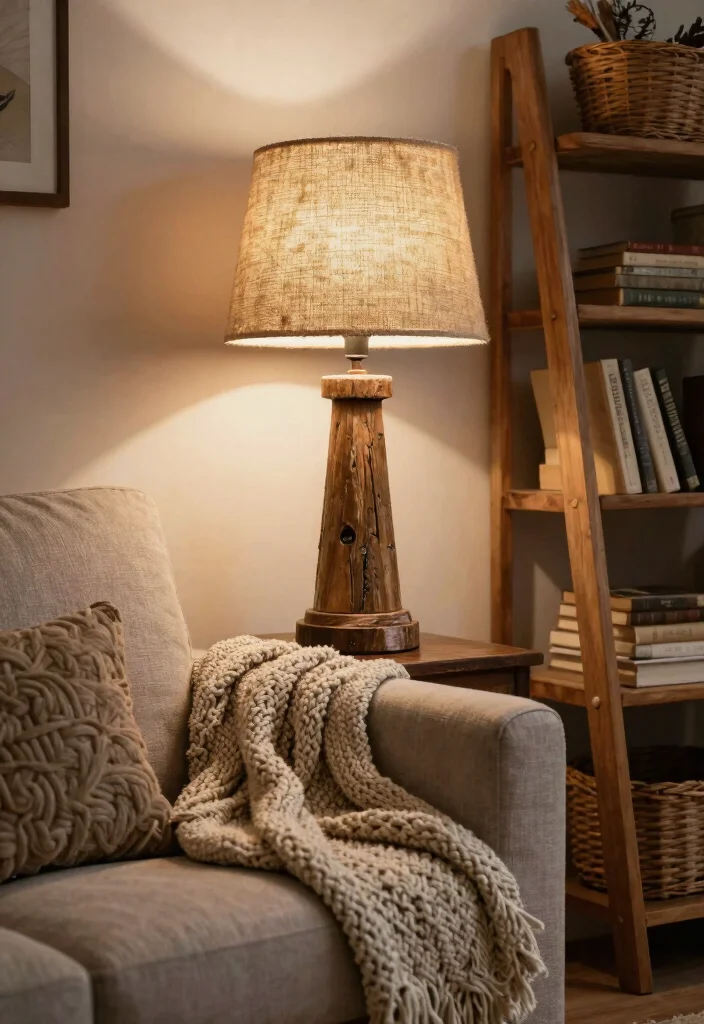 12 Table Lamp Lighting Ideas That Brighten Reading Nooks - 6. Farmhouse Feel: Rustic Comfort 1