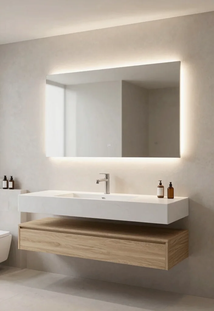14 Bathroom Lamp Ideas That Provide Shadow-Free Lighting - 12. Floating Vanity Lighting 1