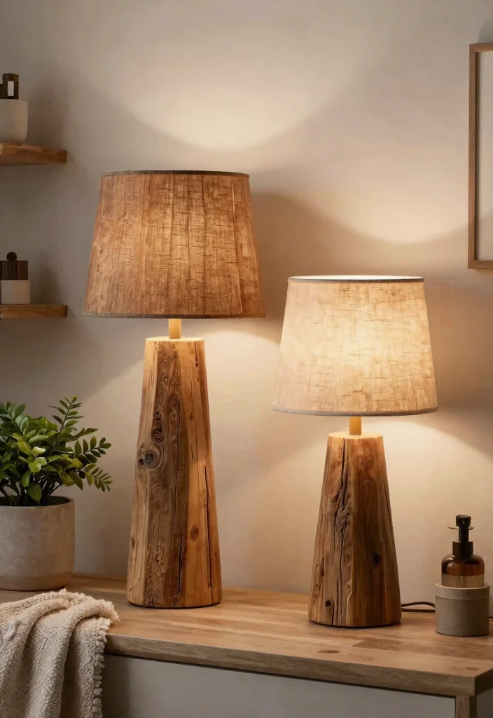 14 Bathroom Lamp Ideas That Provide Shadow-Free Lighting - 13. Rustic Wood Lamps 1