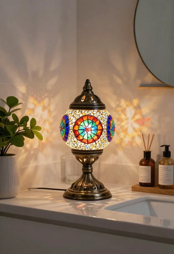 14 Bathroom Lamp Ideas That Provide Shadow-Free Lighting - 14. Glass Mosaic Lamps 1