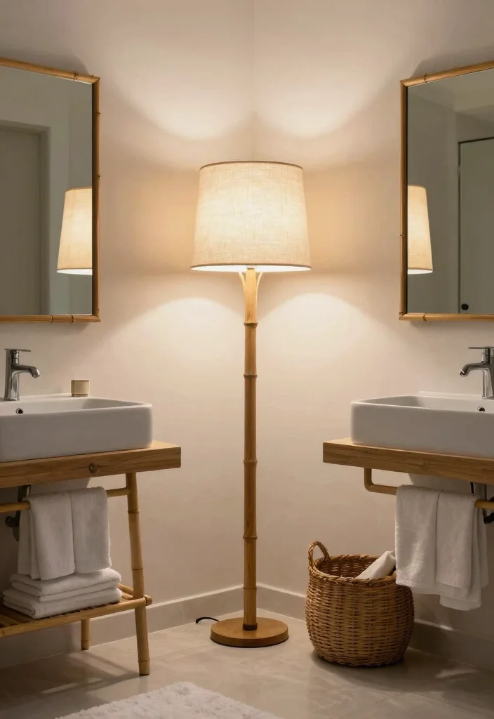 14 Bathroom Lamp Ideas That Provide Shadow-Free Lighting - 2. Bamboo Floor Lamp 1