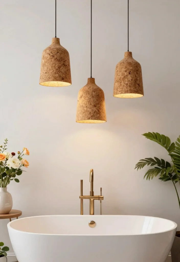 14 Bathroom Lamp Ideas That Provide Shadow-Free Lighting - 6. Cork Pendant Lights 1