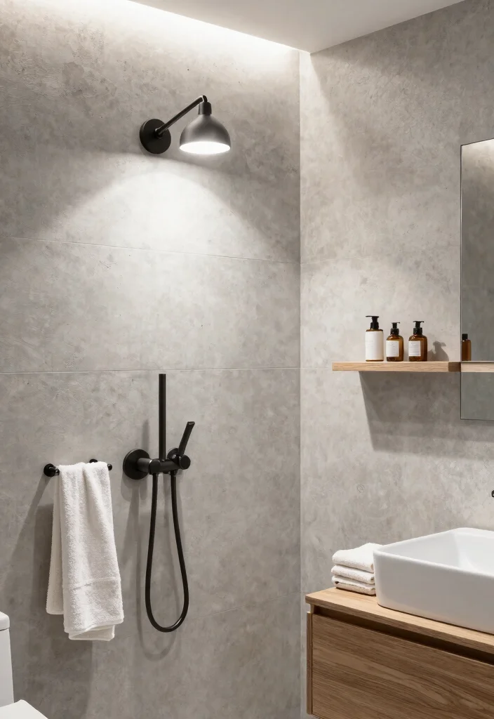 14 Bathroom Lamp Ideas That Provide Shadow-Free Lighting - 7. Concrete Wall Fixtures 1